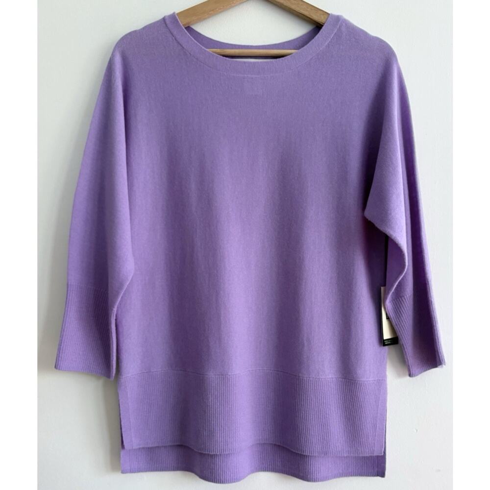 Max Studio 100% Merino Wool Lightweight Sweater Purple Dolman Sleeve Career M